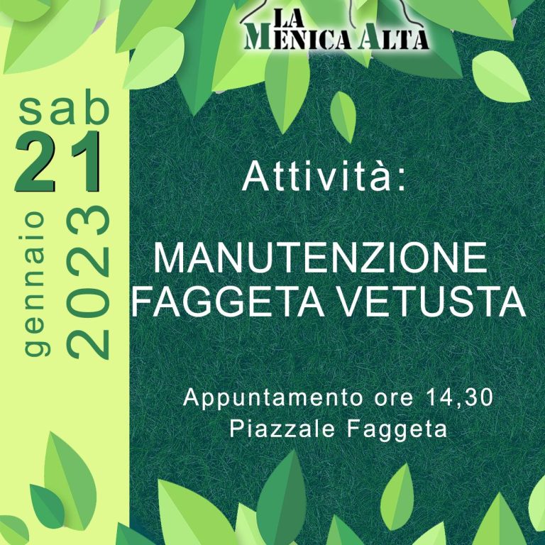 Scopri di più sull'articolo 21/01/2023 – Manutenzione straordinaria Faggeta Vetusta
