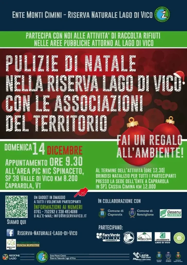 Scopri di più sull'articolo 11/12/2025 – Pulizie di Natale nella Riserva Naturale Lago di Vico con le associazioni del territorio