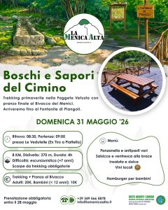Scopri di più sull'articolo 19/05/2026 – Escursione: Boschi e Sapori del Cimino