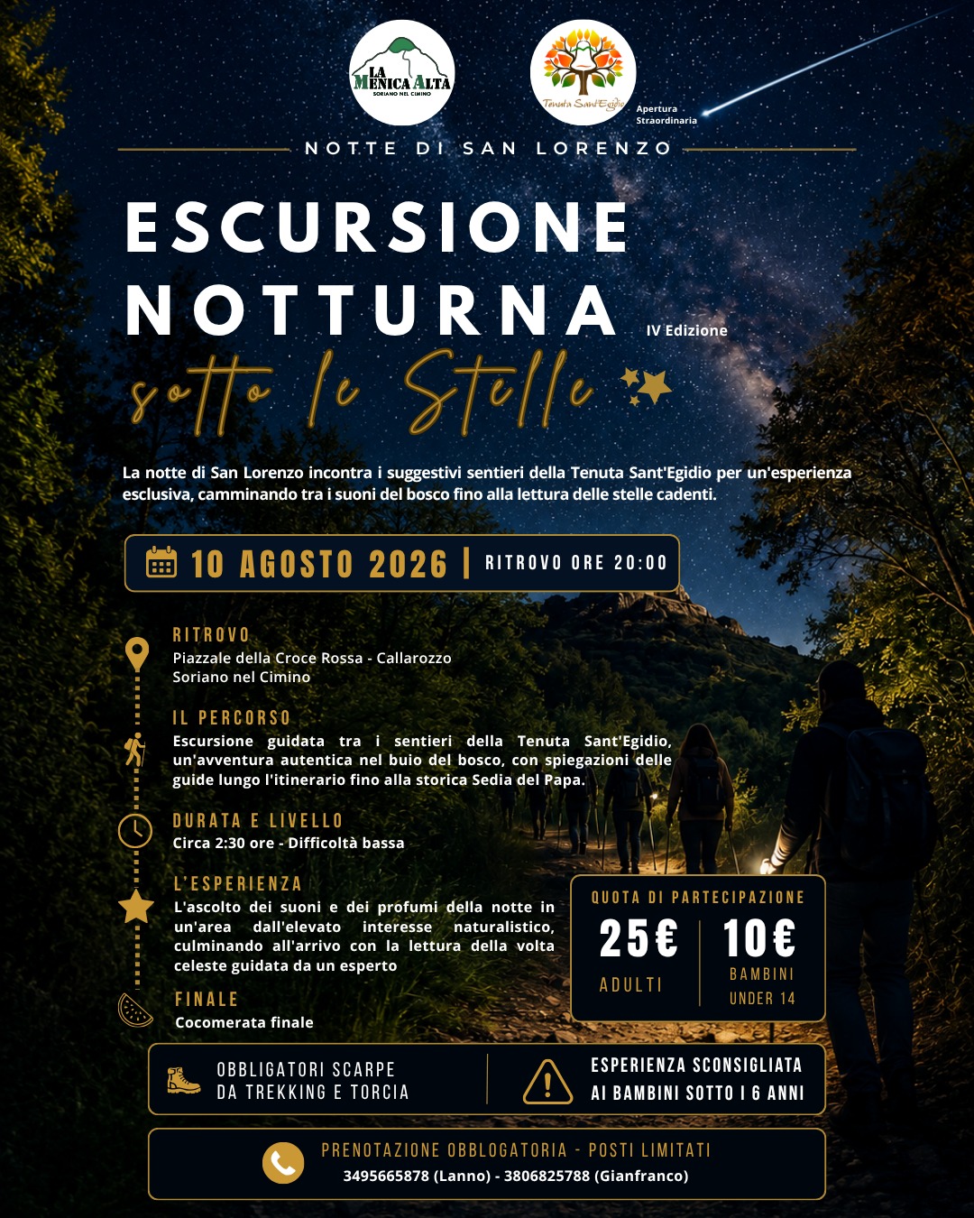 Scopri di più sull'articolo 10/08/2026 – Escursione Notturna sotto le stelle